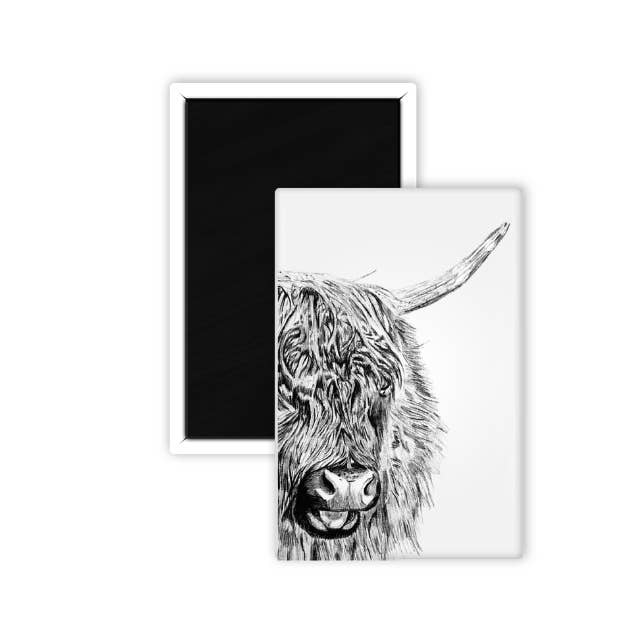 Menkar the Highland Coo Wildlife Fridge Magnet for wholesale by Libra Fine Arts