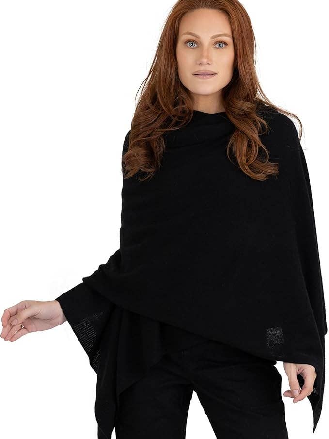 Velanio Sort 100% kashmir strikket wrap-sjal for engroshandel hos Velanio Cashmere