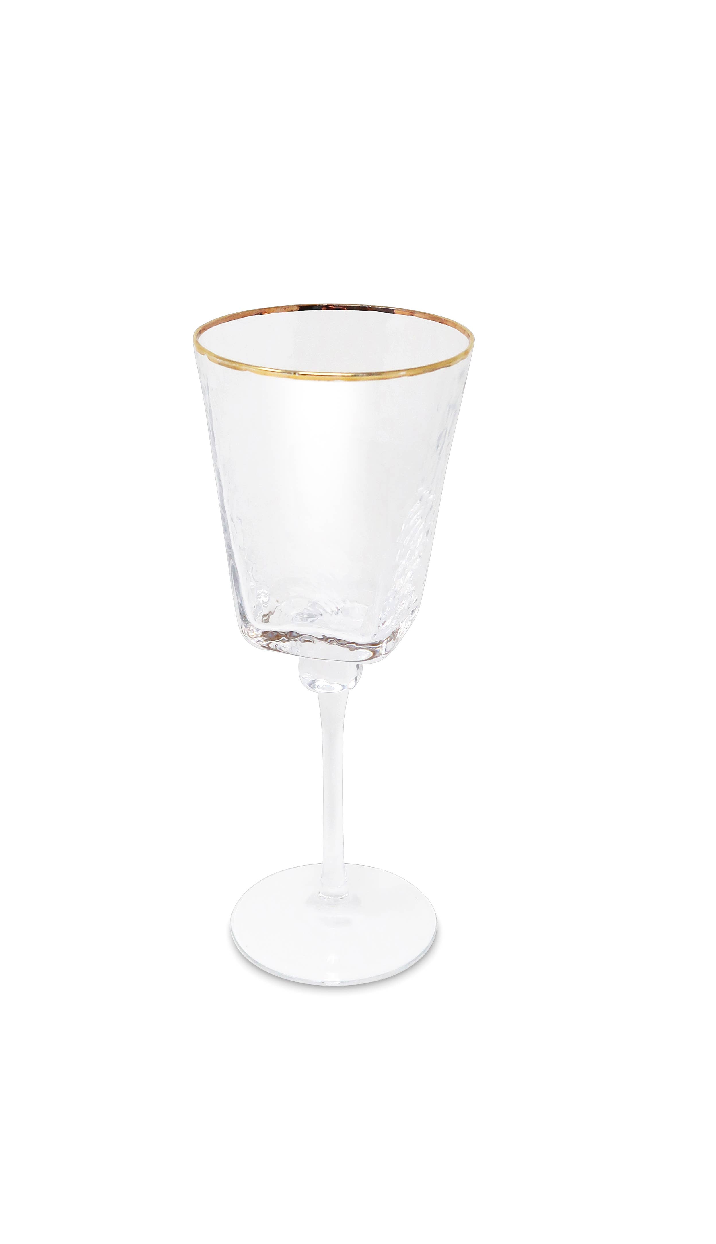 VIVIENCE - Wholesale Cocktail/Liquor Glass - Set of 6 Square Shaped Hammered Glasses with Gold Rim0