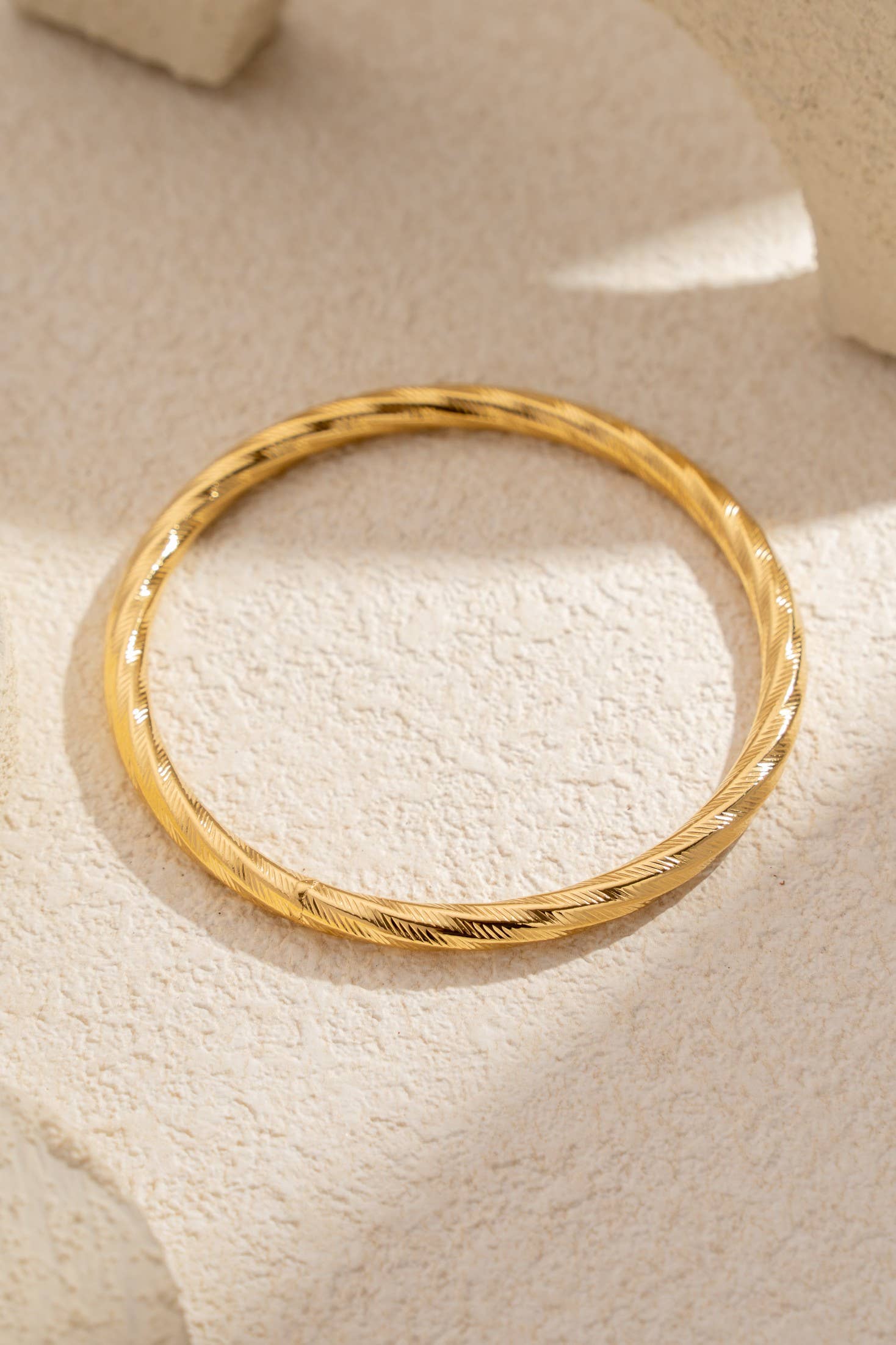 COSMOS - Wholesale Bangle Bracelet - Twisted Shiny Gold Bangle Stainless Steel Bracelet2