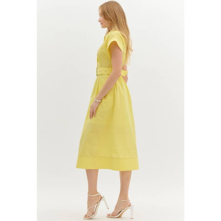 STYLE USA - Venta al por mayor Vestido - Mujer - Vestido midi con mangas cortas tipo ala y detalles de costura sólida2