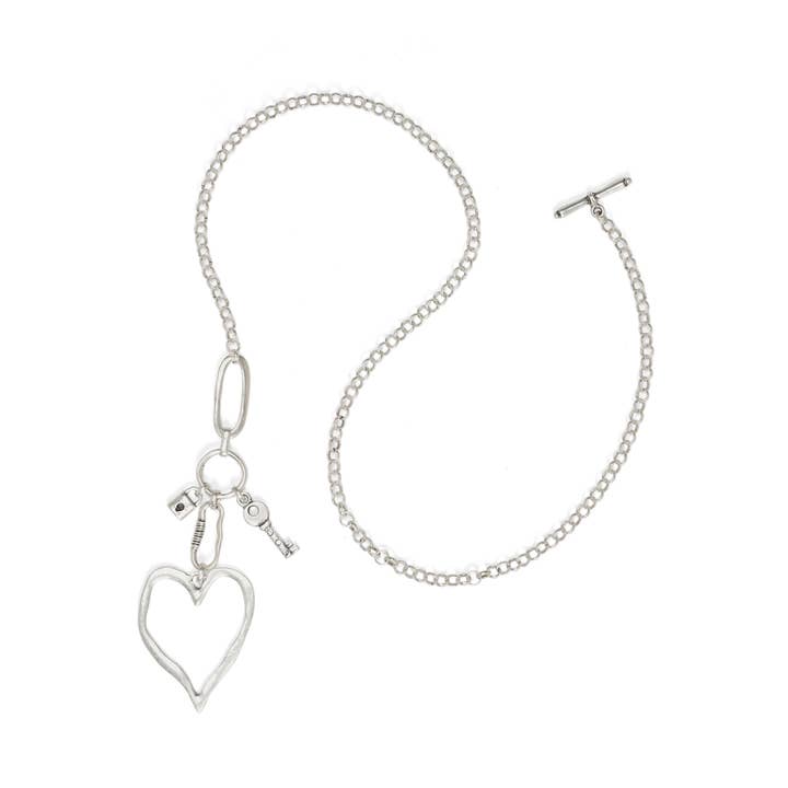 Chanour - Wholesale Pendant/Charm Necklace - Handmade Big Heart Pewter Necklace - NN35532