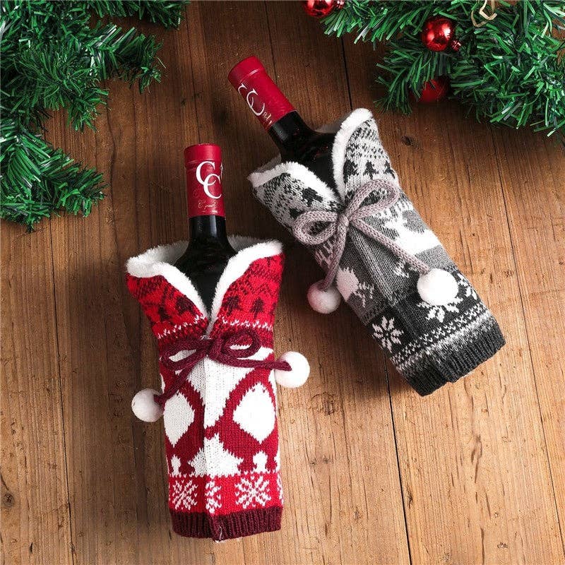 Ekartini - Vente Pochette cadeau pour bouteille de vin - Couvre-bouteille de vin tricoté, décoration de Noël8