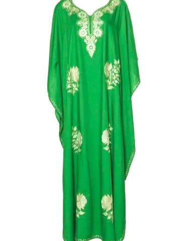 Kaftanjurk (groen met roze bloemen) voor wholesale door Bluestar