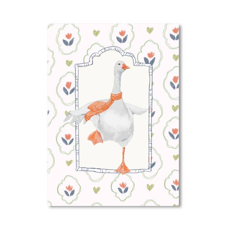 Cartolina Cartolina Cottage core Oca con sciarpa per la vendita all'ingrosso da parte di Only Happy Things Stationery
