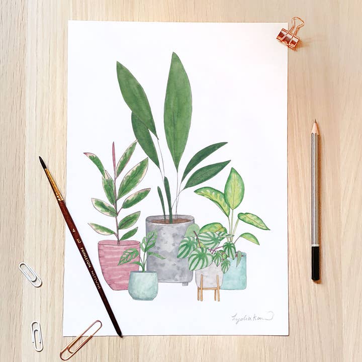 Plant Collection Art Print for engroshandel hos The Curious Cactus