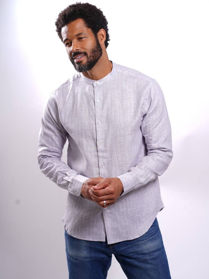 Stitch Note – Engroshandel Skjorte med buttondown – Mænd – Langærmet Mandarin krave