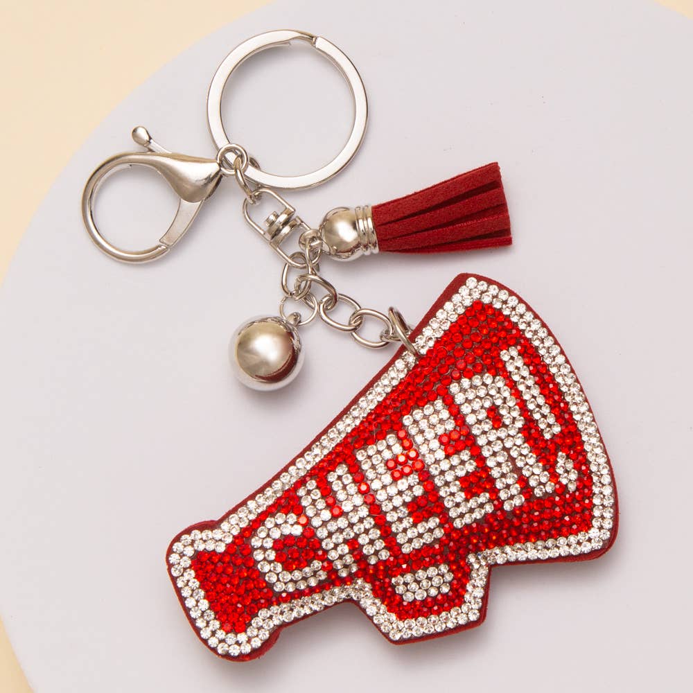 SP Sophia Collection - Wholesale Keychain - Women's - Gameday Rhinestone Pavé "CHEER" Megaphone Keychain 0