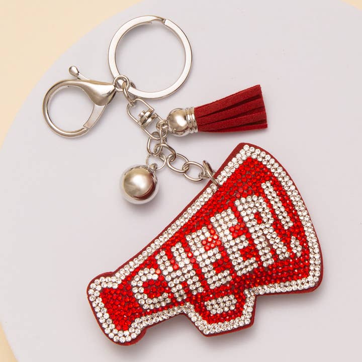 SP Sophia Collection - Wholesale Keychain - Women's - Gameday Rhinestone Pavé "CHEER" Megaphone Keychain