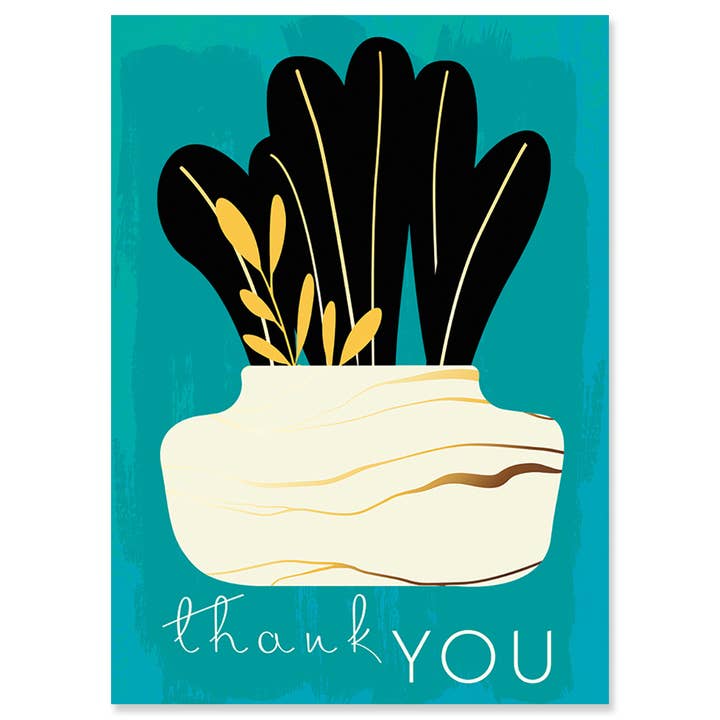 TEAL THANK YOU GREETING CARD 4.5 x 6.25" for wholesale by Calypso Cards LLC