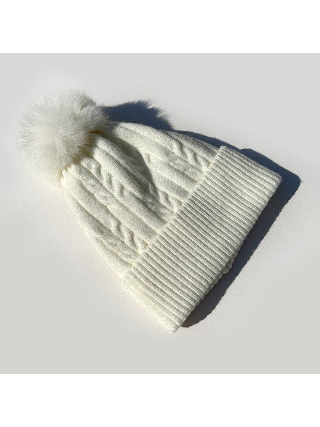 Funkyrel® Atzbranding Limited – wholesale Beanie – Women's – Haila - Women's Cable Knitted Beanie with Pom Pom0