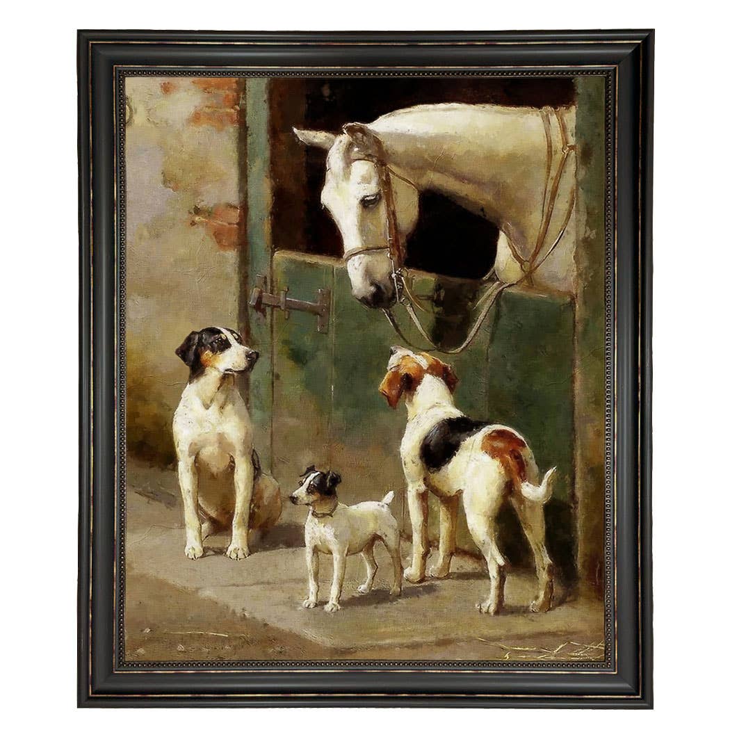 Madison Bay Co. - Historical Home Decor Reproductions - Wholesale Art Print - Dog and Horse at Stable Vintage Painting Print on Canvas67