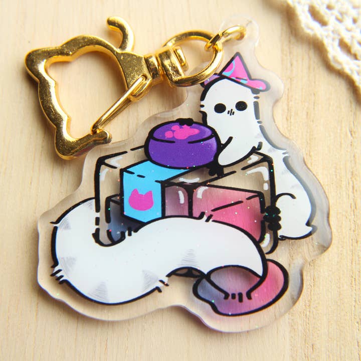 Dapper Cat Dice - Wholesale Keychain – Unisex - Brush Buddy with Ink Pot Pride Charms5