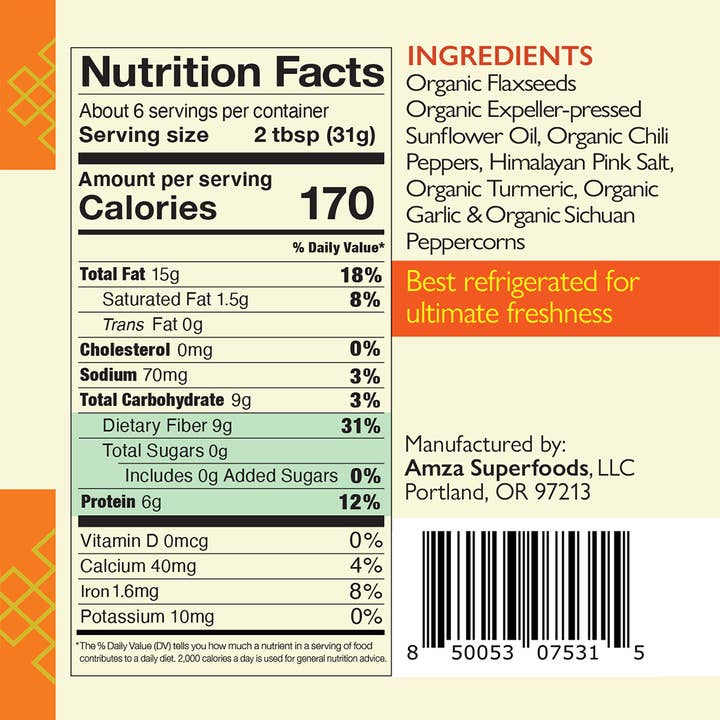Amza Superfoods - Wholesale Nut Butter - Flaxseed Butter with Chili & Turmeric1