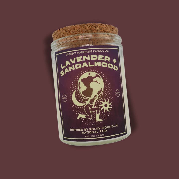 Project Happiness Candle Co. - Wholesale Jar/Filled Candle - Lavender and Sandalwood Soy Candle - Rocky Mountain 11oz4