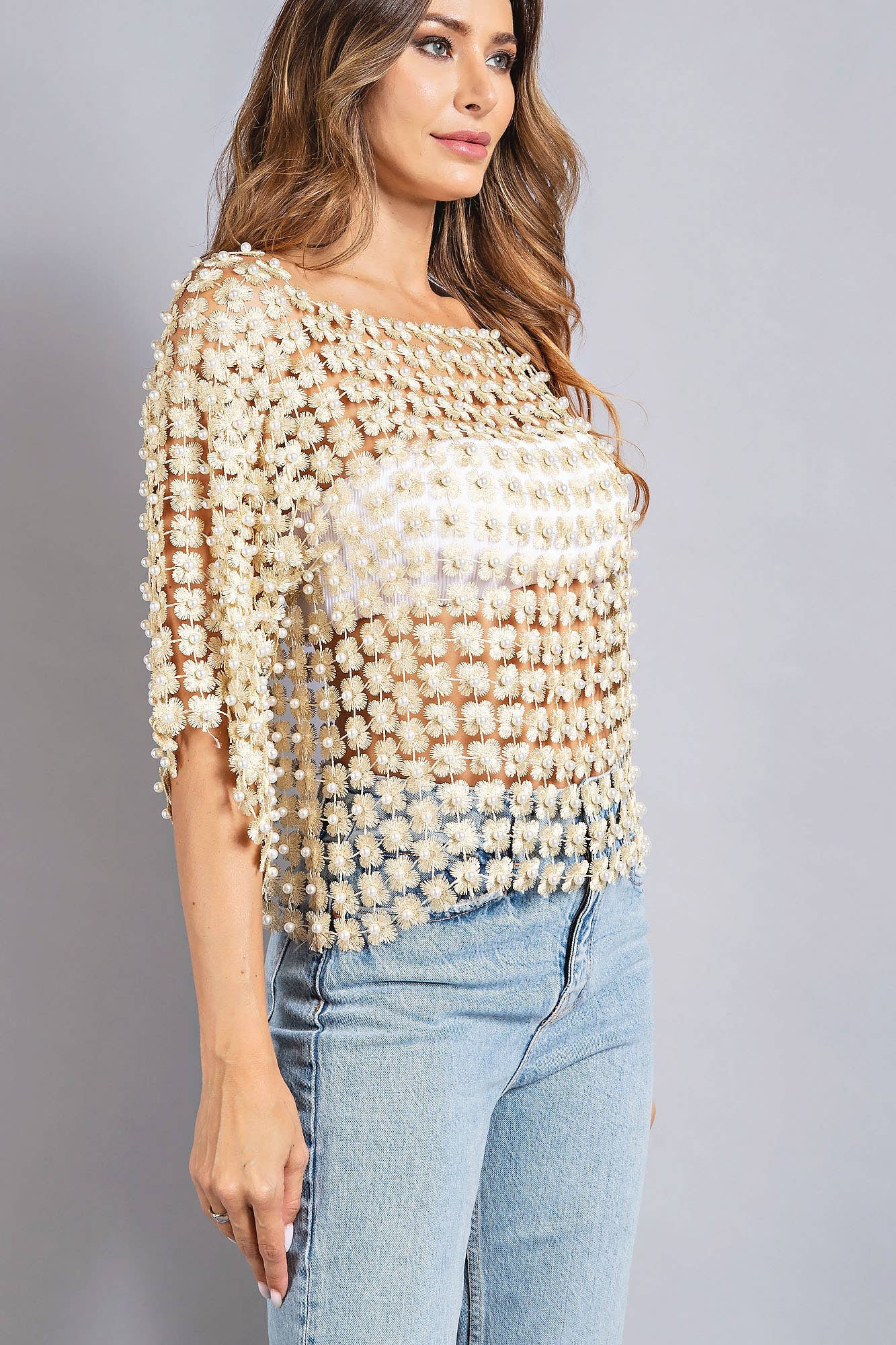 RIVIR - Vendita all'ingrosso Camicetta - Donna - TOP ALL'UNCINETTO CON PERLINE4