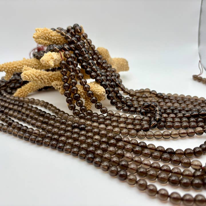 6MM Smoky Quartz smooth Bead strand for wholesale by Csr jewelry design