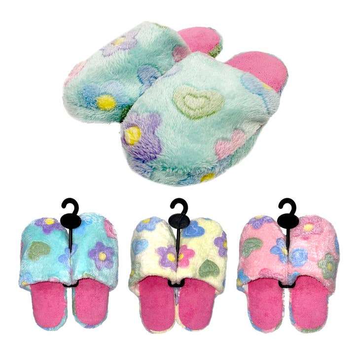 Women's Slippers w/Hearts & Flowers 4 Colors for wholesale by Deluxe Import Trading