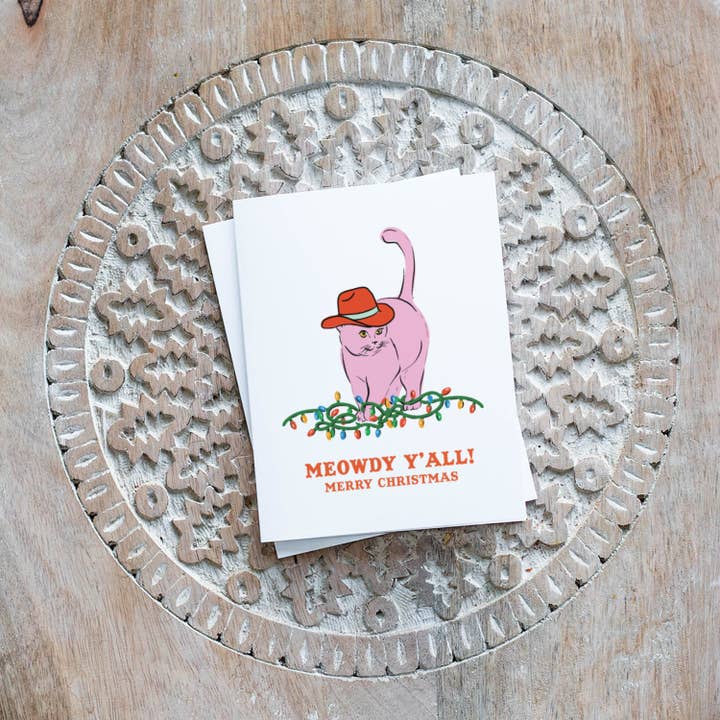 Antiquaria - Wholesale Christmas Card - Meowdy Christmas A2 Greeting Card2