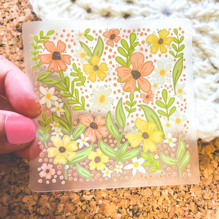 Clear Florals Clear Vinyl Sticker for wholesale by Sweet Humors