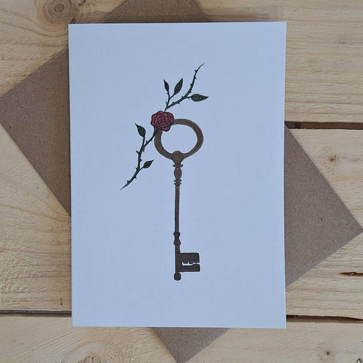Vintage Key greetings card for wholesale by LYDIAMAE