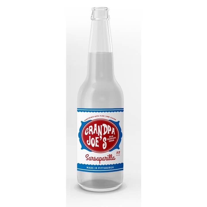 Grandpa Joe's Candy Shop - Vente Sodas/boissons gazeuses - Soda à la salsepareille Grandpa Joe's, bouteille en verre de 12 oz, 12 carats