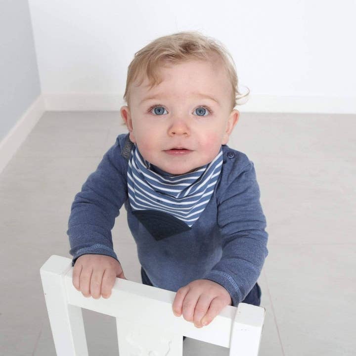 Neckerchew Teething Dribble Bib - Preppy Stripes for wholesale by Cheeky Chompers US