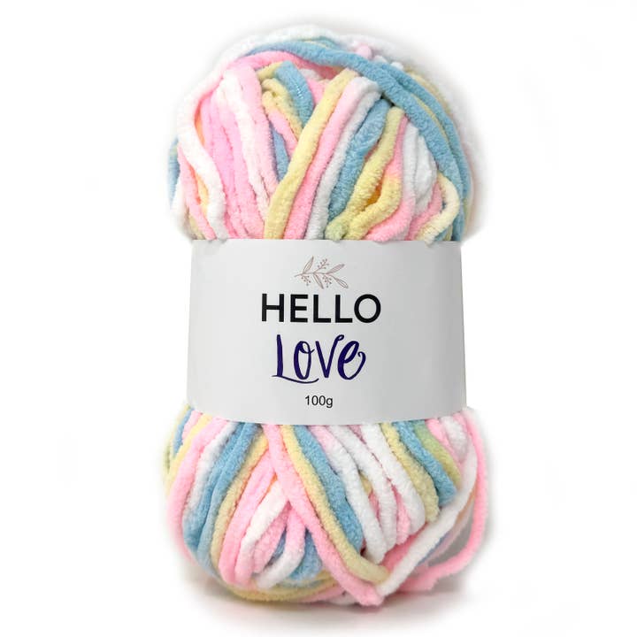 Creative World of Crafts - Wholesale Yarn - Hello Love Blanket Plush Yarn 100g - Pastel Patch