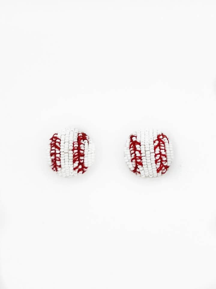Baseball Beaded Stud Statement Earrings, game day, handmade earrings, tailgate fashion, high school sports, mlb for wholesale by The Pearled Panther