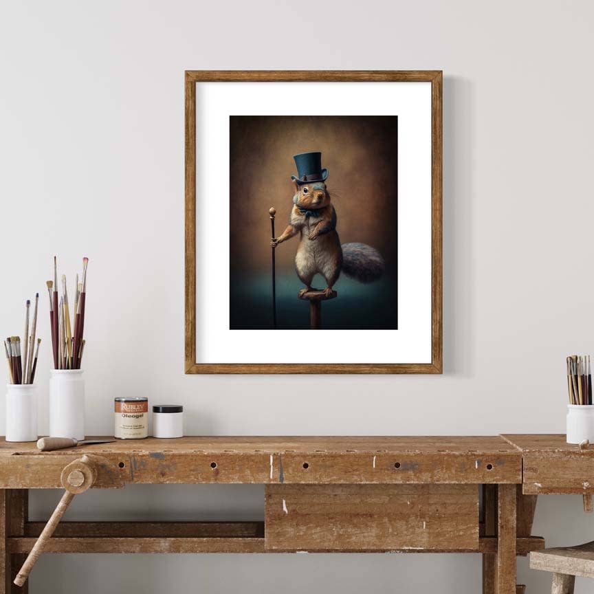 Salty Alyce - Wholesale Art Print - Victorian Squirrel In A Top Hat  Wall Art EB1431