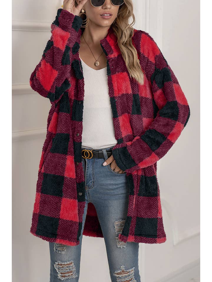 UNISHE - Wholesale Shirt Jacket/Shacket - Women’s - TOPW923 Plaid Flannel Shacket Jacket Women9