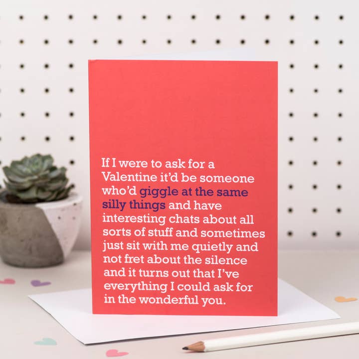 Giggle At The Same Silly Things : Valentine's Card for wholesale by The Right Lines