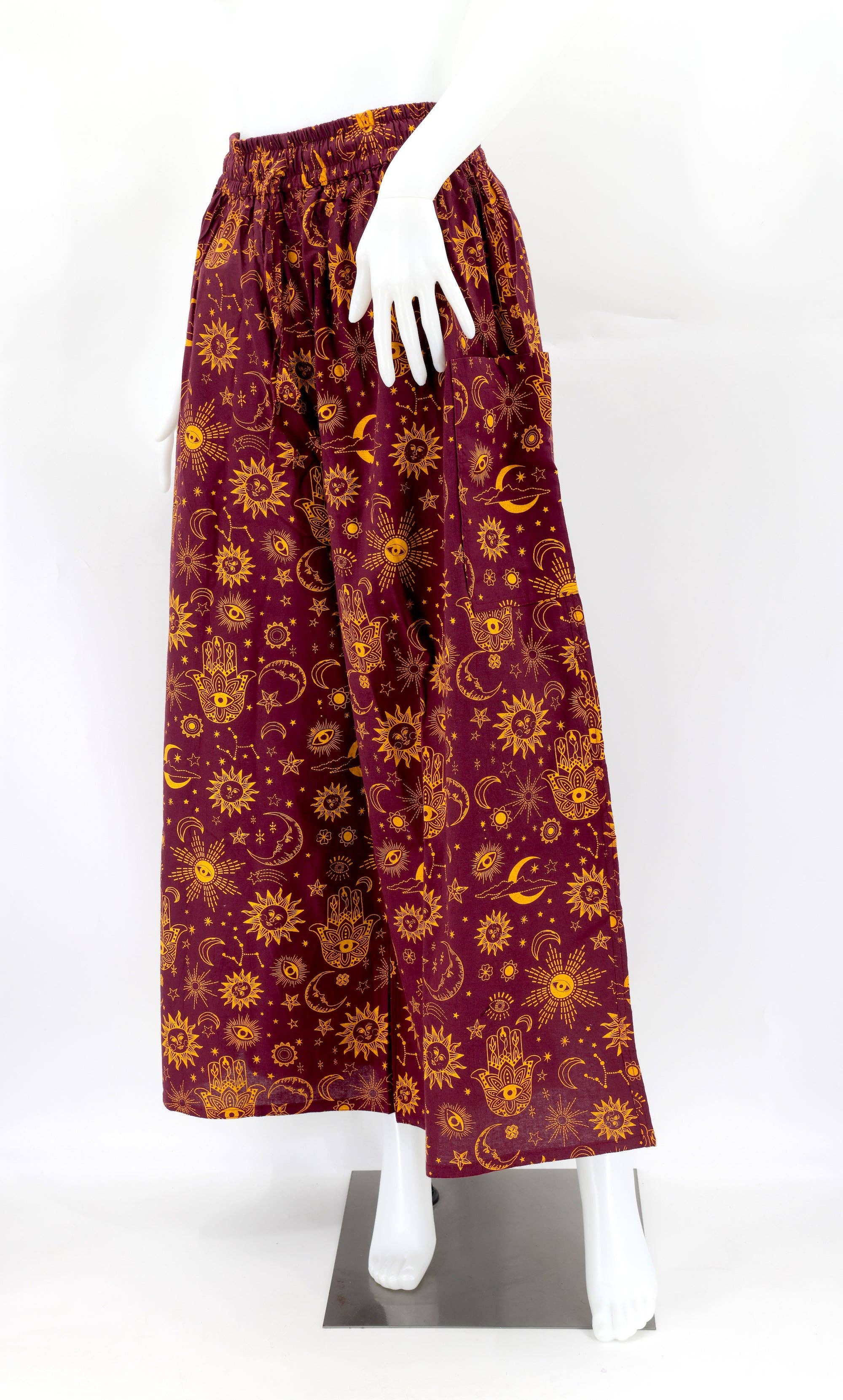 Himalaya Handmade - Wholesale Pants - Women's - Cotton Hippie Handmade Harem Celestial Print Wide Leg Bohemian Trousers15