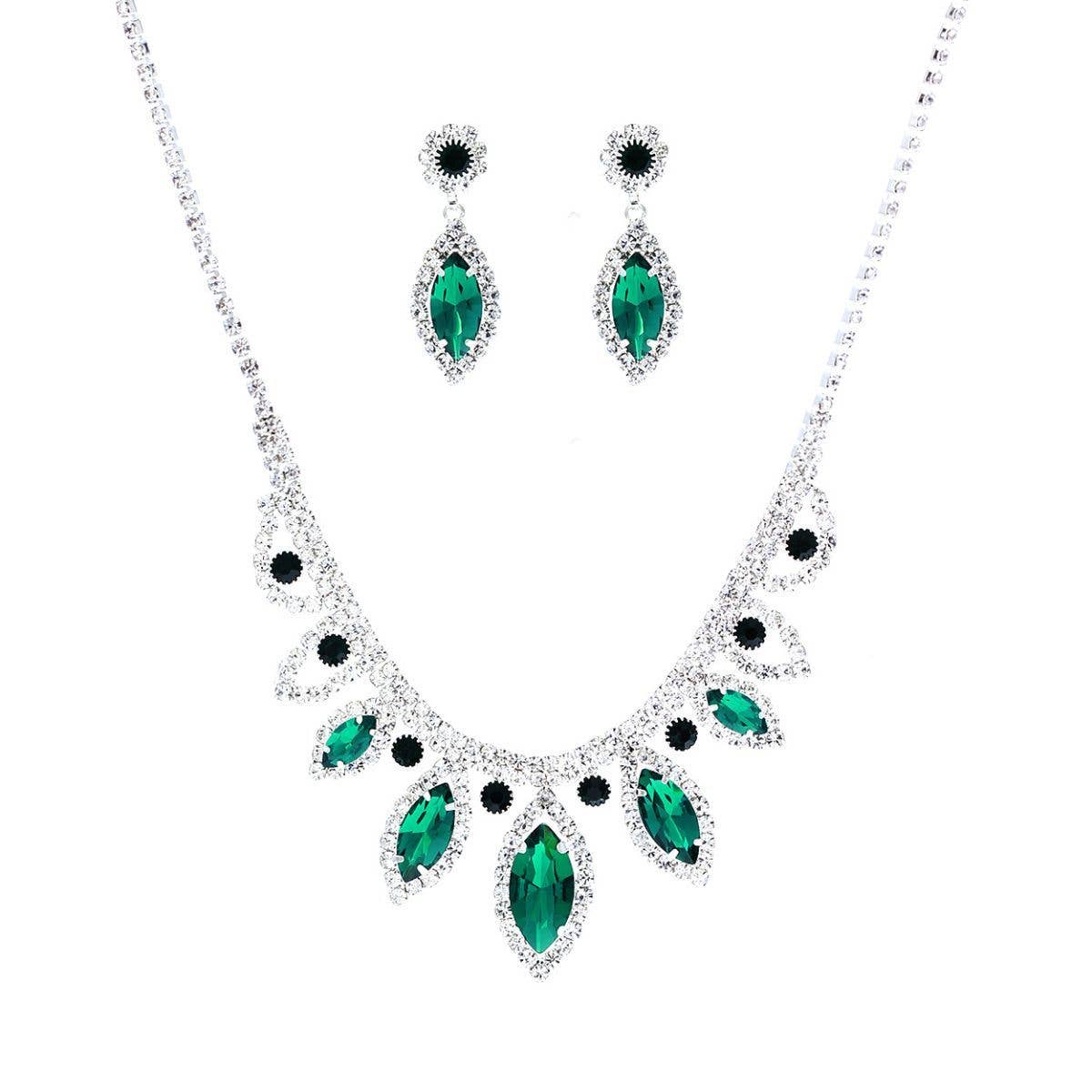 Verde Set in cristallo verde Marquise in argento in vendita all'ingrosso su Faire1