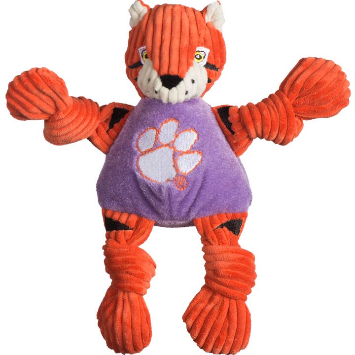HuggleGroup - Wholesale Pet Plush Toy - Dog - Clemson University, The Tiger Knottie® Plush Dog Toy