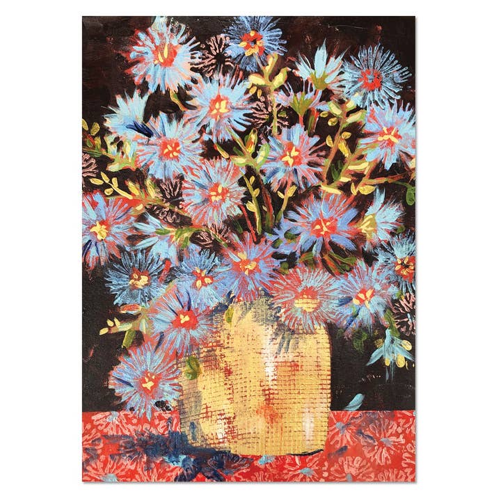 Blue Asters Note Card Set, NC120-10 for wholesale by Susan Schmitt Art