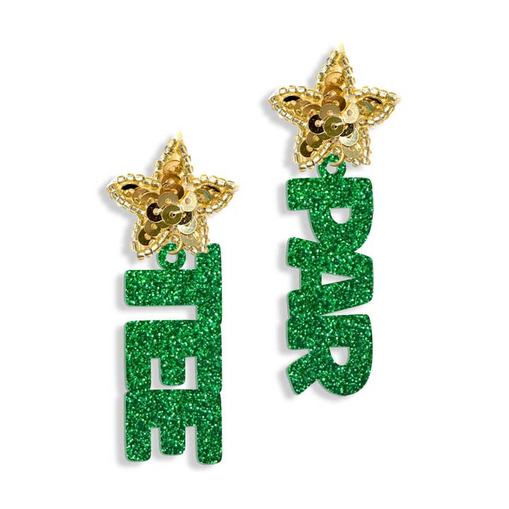 Boucles d'oreilles de golf Green Glitter Par Tee pour la vente par Viv&Lou