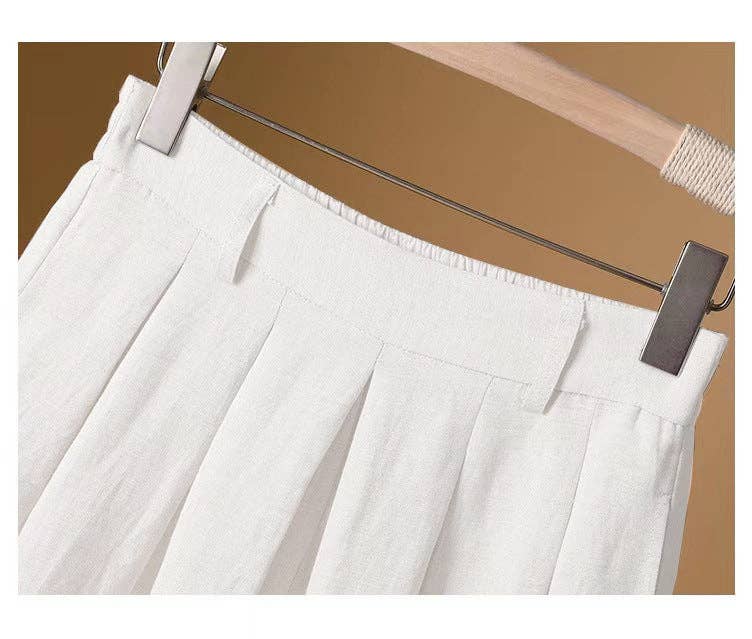 Chicto - Vente Pantalon – femme - Culottes larges raccourcies en coton et lin10