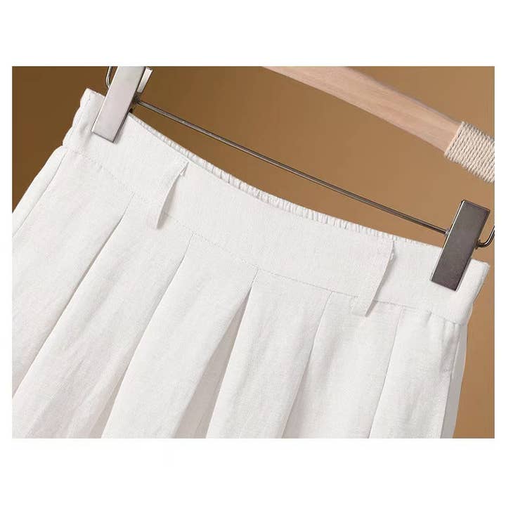 Chicto - Vente Pantalon – femme - Culottes larges raccourcies en coton et lin10