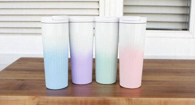 Emartbuy – wholesale Water bottle – Elegant Gradient Tumblers / Travel Mug - Ombre Pink 580 ml6