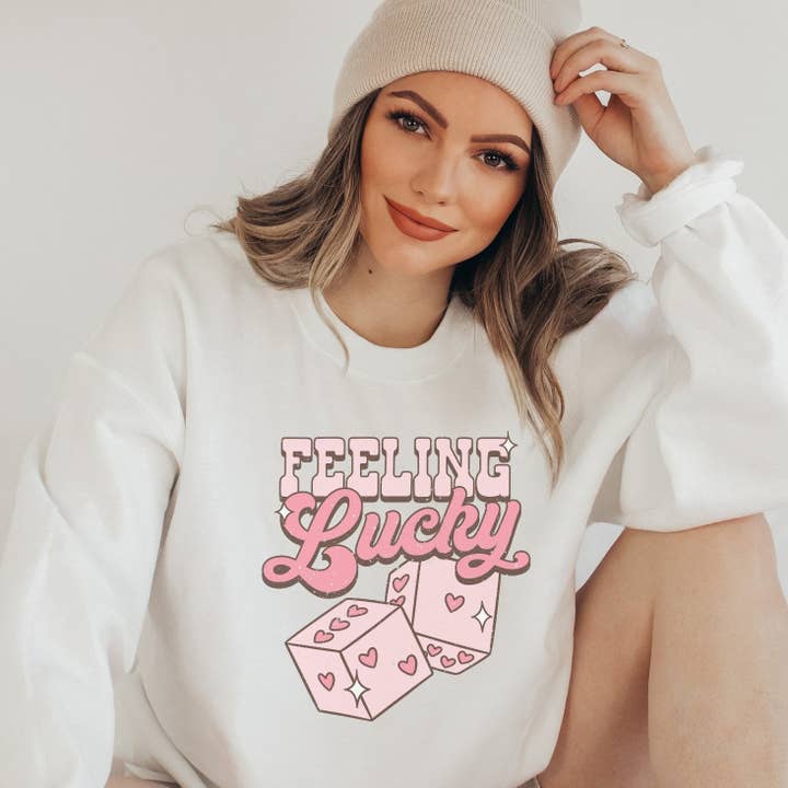 Feeling Lucky Valentines Crewneck Sweatshirt for wholesale by Trendznmore - Modern Graphic Apparel