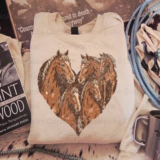 HORSES HEART CREWNECK SWEATSHIRT for wholesale by Cowpoke Corral