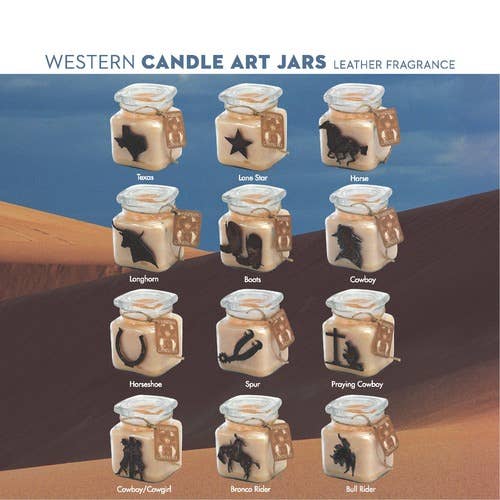 Western Candle Art Jars for wholesale by Acadian Candle Company
