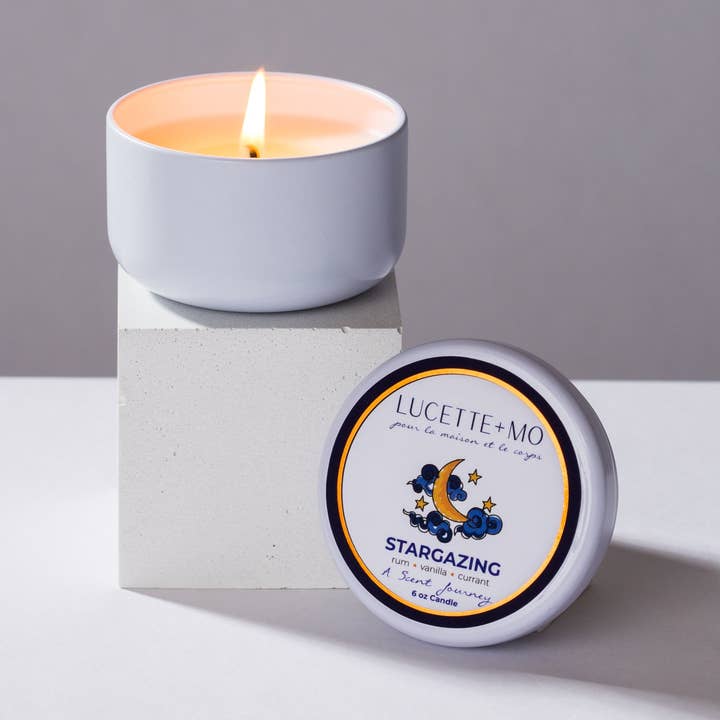 Luxury candle tin Stargazing 6 oz. for wholesale by Lucette+Mo