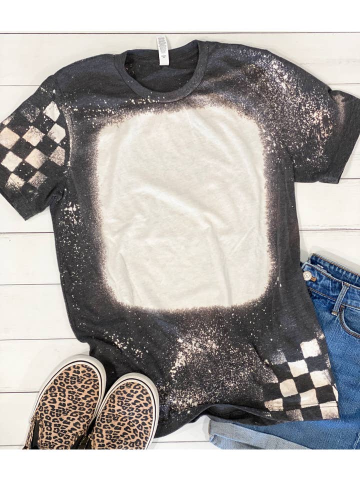 Teeseplease - Wholesale T-Shirt - Women's - Blank bleached checkered flag t-shirt