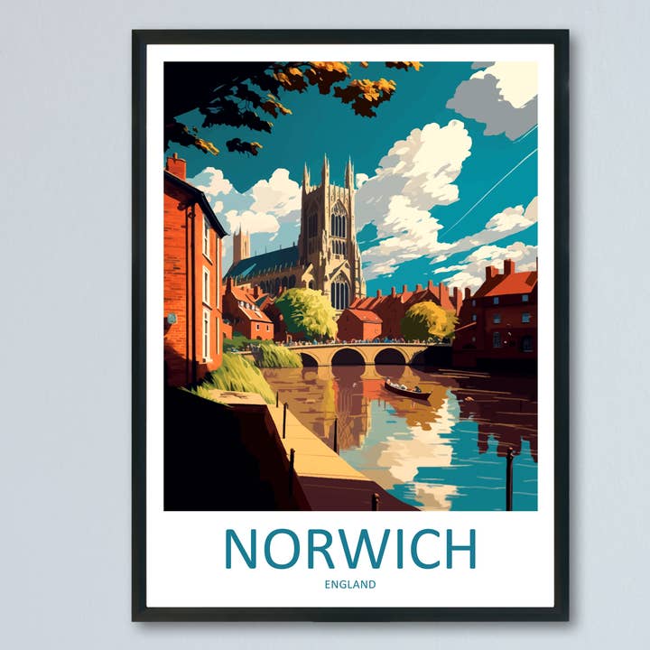 Norwich England Travel Poster for wholesale by TravelzonaArt