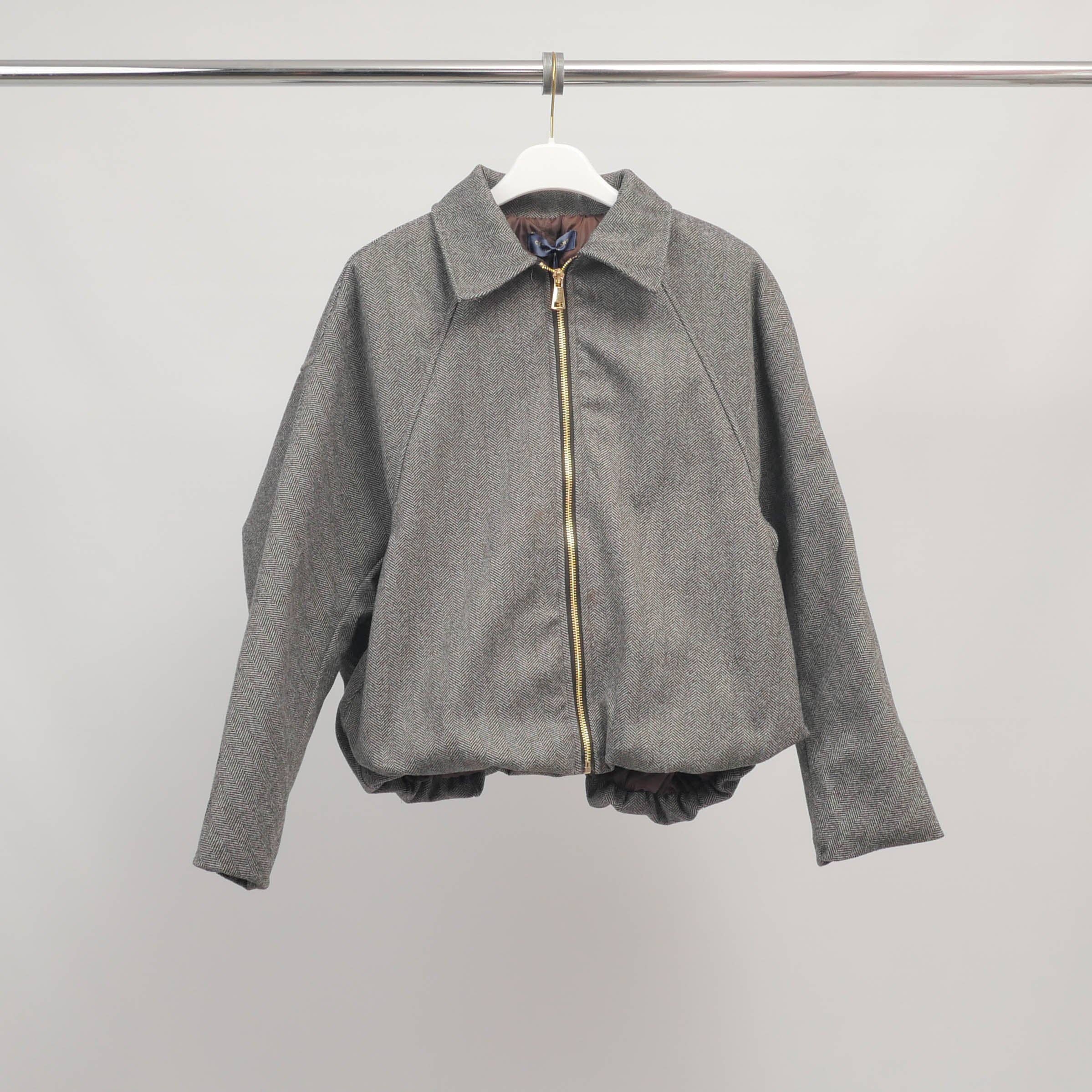 Cecile Wang - Wholesale Jacket - Women's - Zipped jacket in chevron fabric with elasticated hem – KD93510