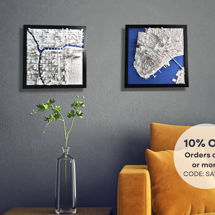 Micropolitan - Vente Cartes - Carte de la ville en 3D | Choisissez une ville | Art mural encadré en 3D et décoration d'intérieur5