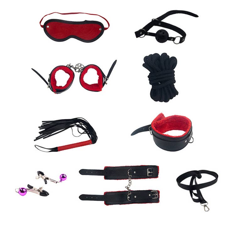 Tourtiwi - Wholesale Sex Toy - 8-piece set clip whip leather plush sexy toys