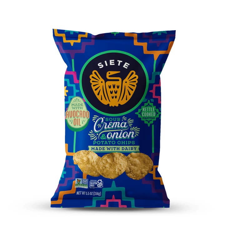 Sour Crema & Onion Kettle Cooked Potato Chips - 24 bags for wholesale by Siete Foods